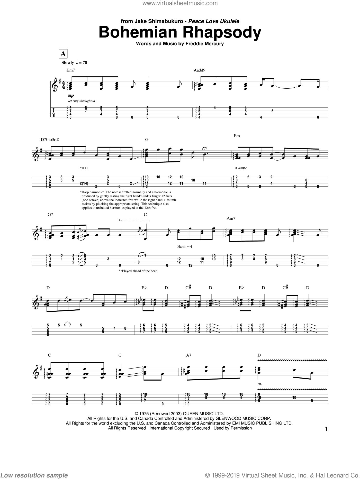 free ukulele tab sheet music